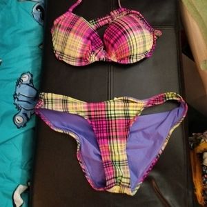 Neon Pink and Yellow Flannel Bathing Suit